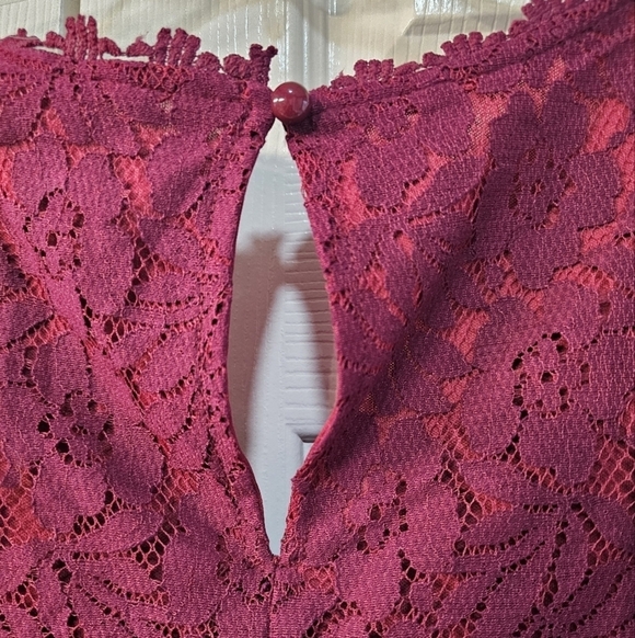 New Lacey Long Sleeved V-Neck Lined Cottagecore Blouse Maroon XL - Picture 8 of 11